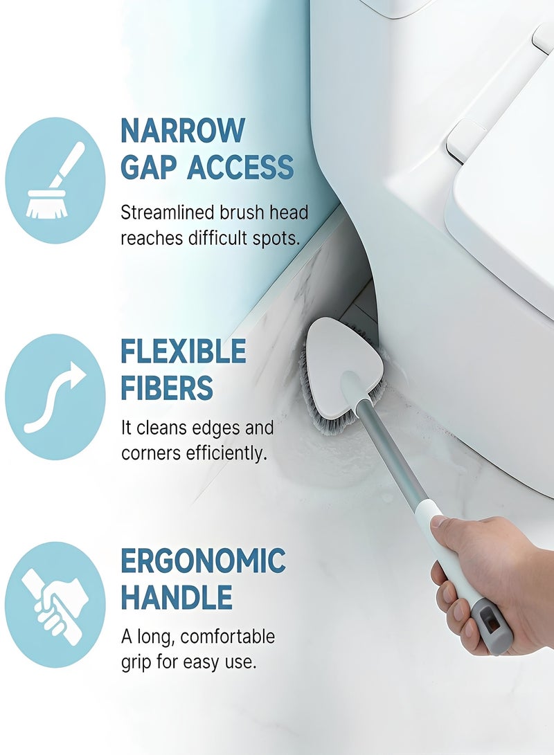 BELANO Toilet Brush Set, 3-in-1 Bathroom Cleaning Kit, Silicone TPR Brush and Stiff Bristle Brush with Tweezers, Wall-Mounted No-Drill Base, Deep Clean No Dead Ends, Anti-Drip Ventilated Holder, White - Image 4